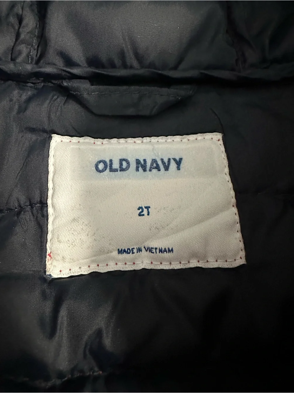 Old Navy Red Hooded Puffer Coat with Navy Lining